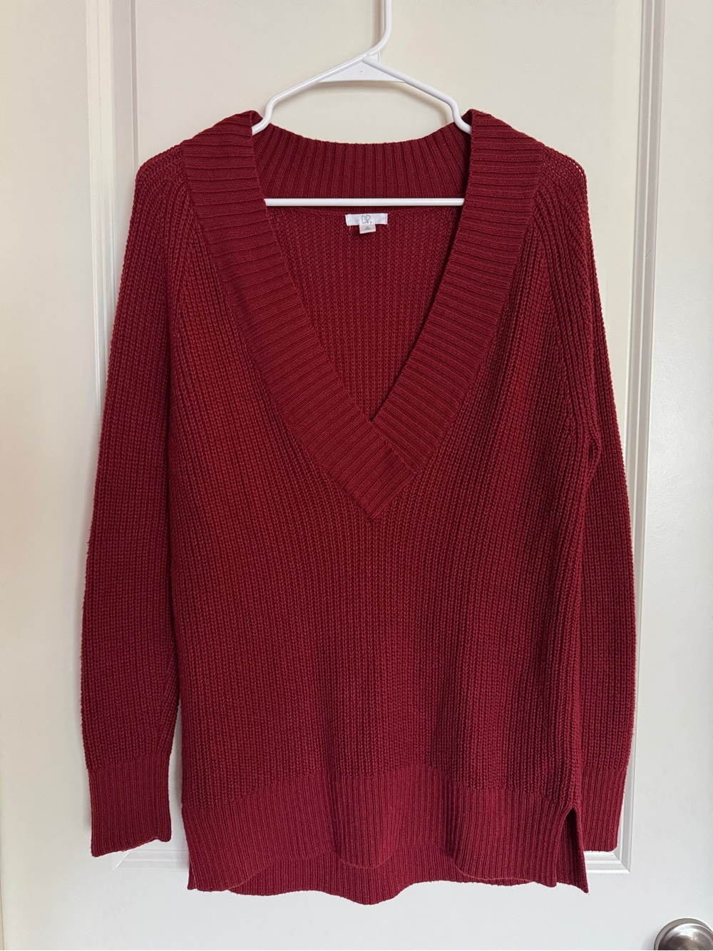 BP. Burgundy V-Neck Knit Sweater Size XS